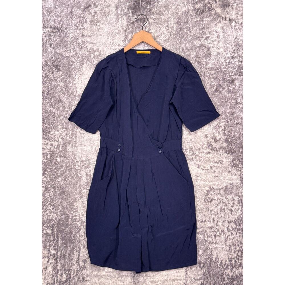 Sessun Dress Medium Womens Blue Cross Front Short Sleeve Mini